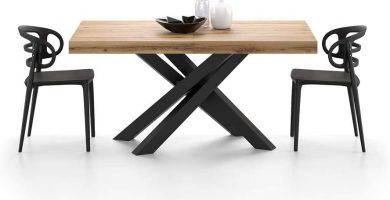 mesa mobili fiver extensible de patas cruzadas para 6-12 comensales - mesa contraida