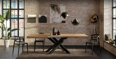 mesa mobili fiver extensible de patas cruzadas para 6-12 comensales - disposición en salón comedor