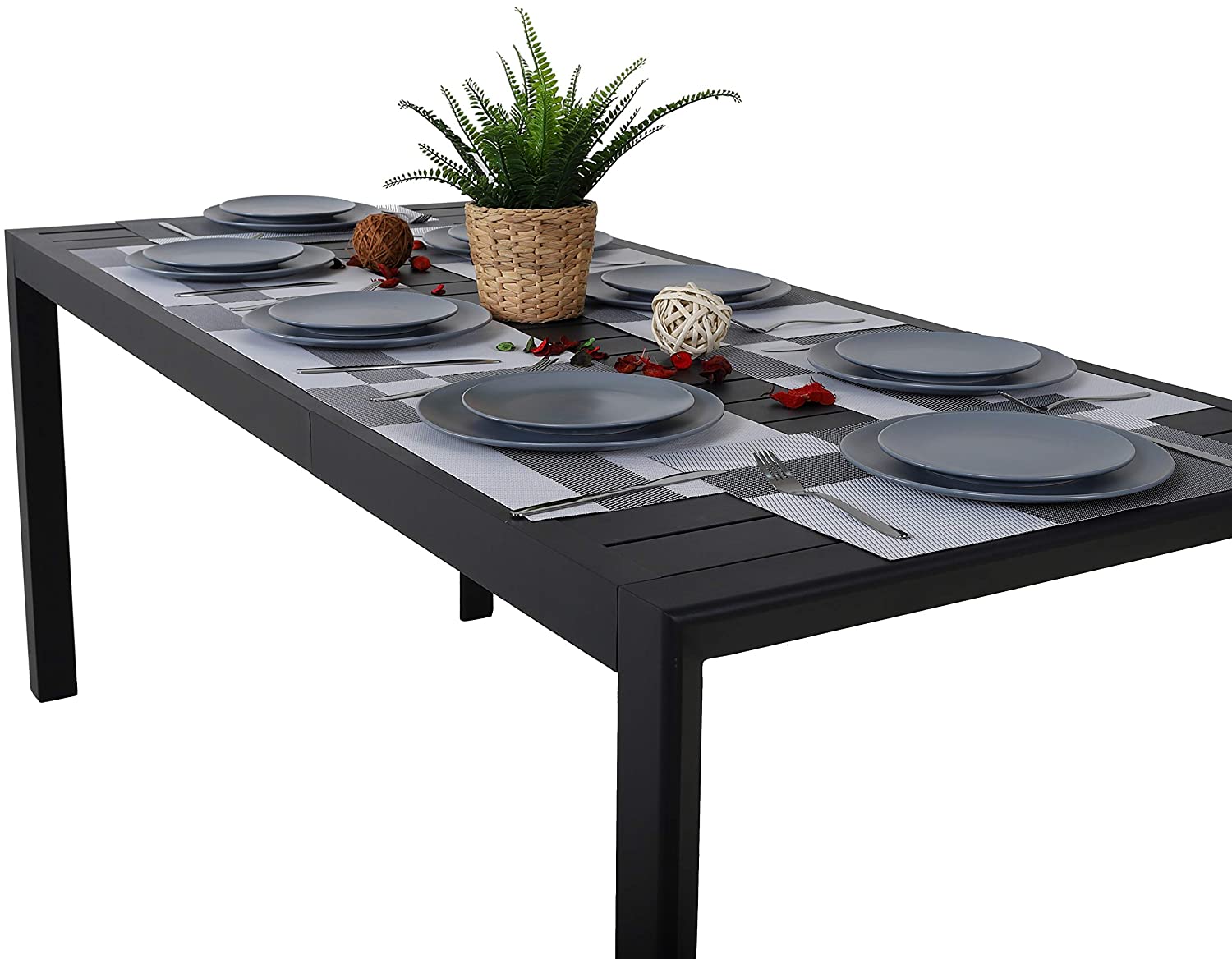 aluminio negro mesa de balcón estrecho 127-165x57x71,5 cm Chicreat mesa extensible 