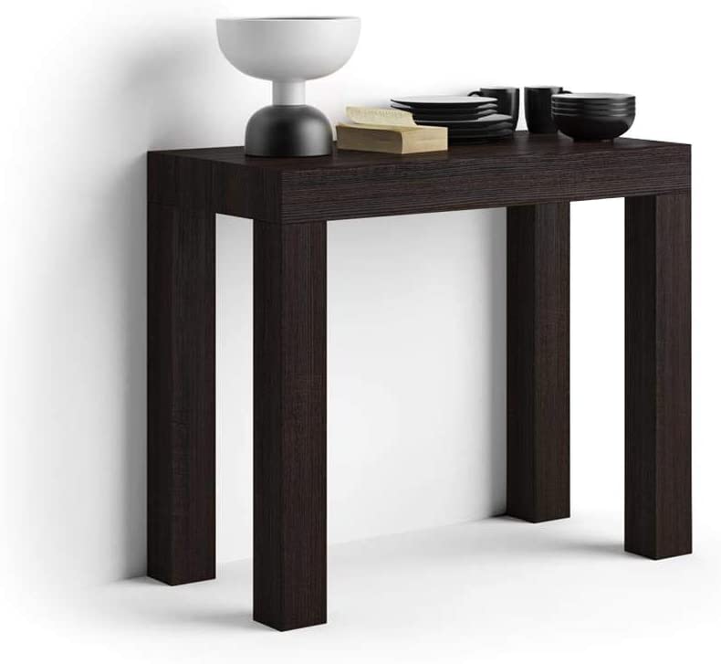 mesa consola extensible mobili fiver first cerrada madera negra nogal