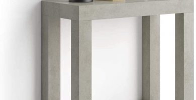 mesa consola extensible mobili fiver first cerrada color cemento gris