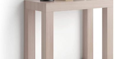 mesa consola extensible mobili fiver first cerrada. del color olmo claro