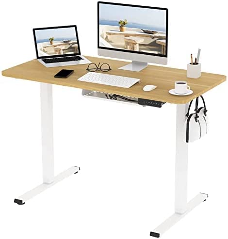 mesa escritorio elevable con tablero y marco