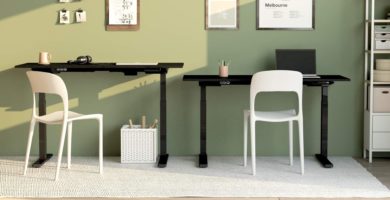 Idea de disposición en casa de la mesa elevable Escritorio Mobili Fiver Clara Negro